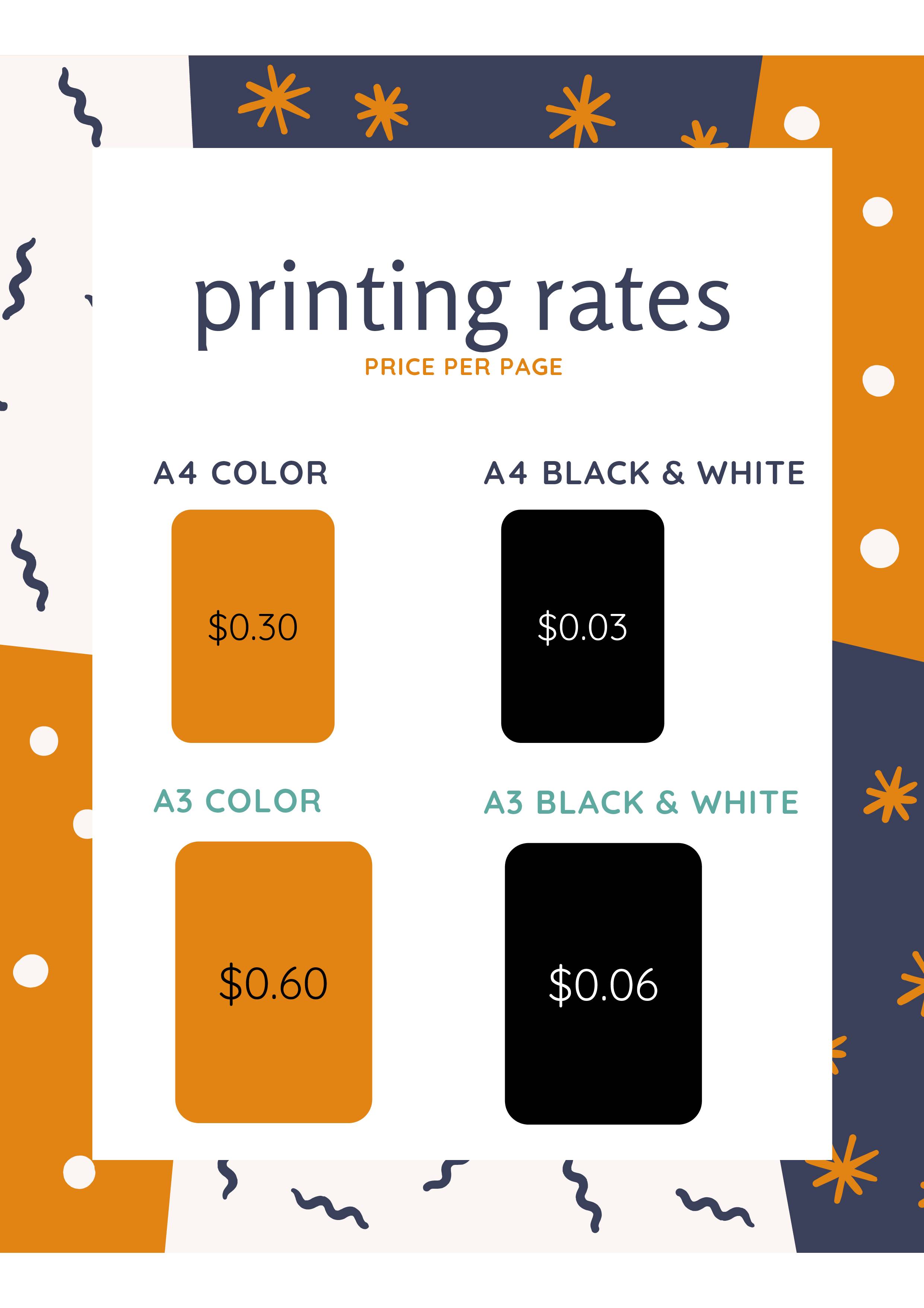 Printing rates